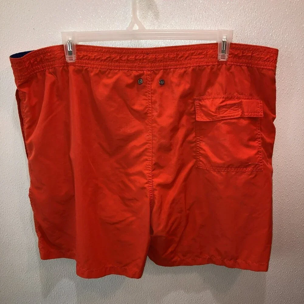 Polo Ralph Lauren Men Size 2XB Big Orange Lined Pockets Swim Shorts Trunks